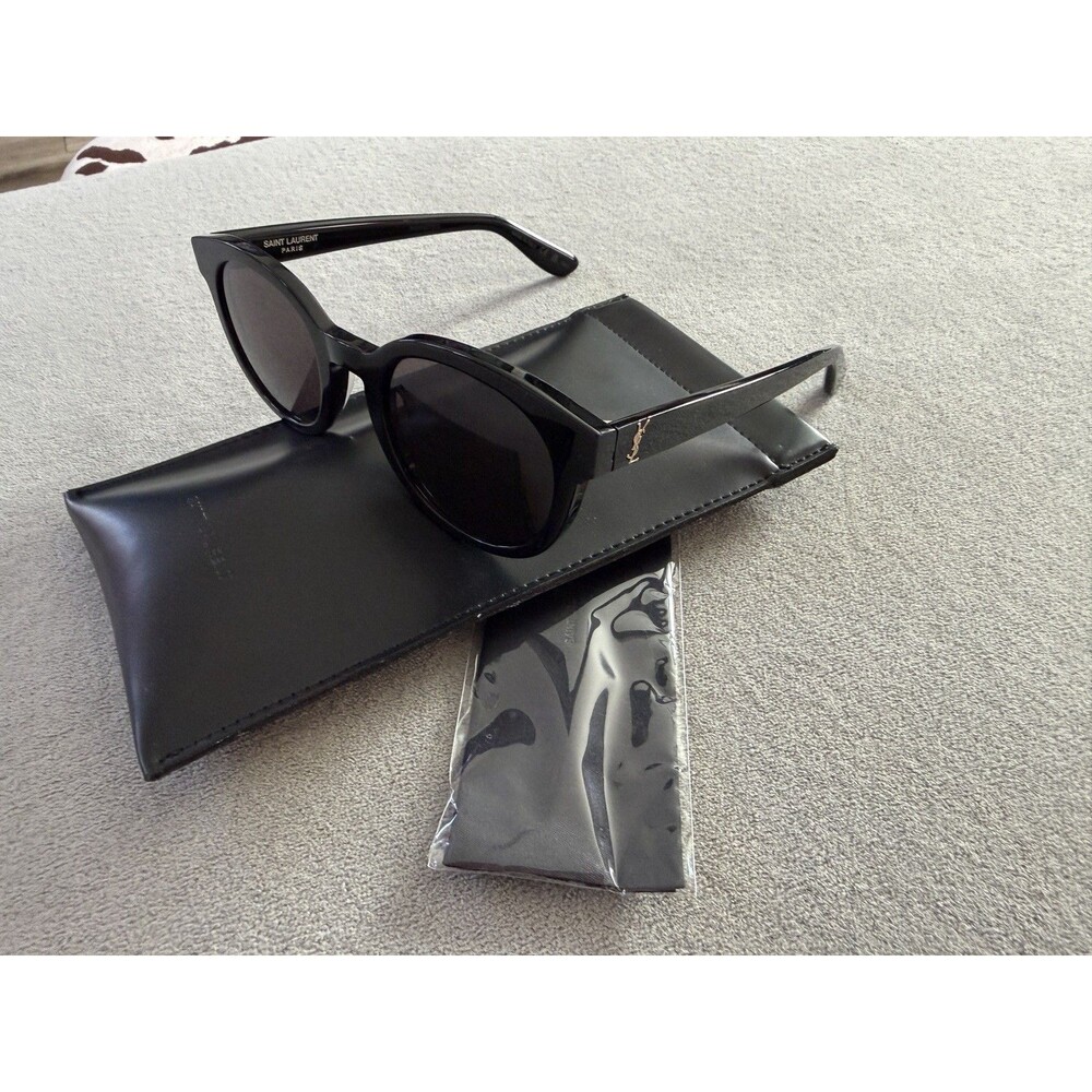 SAINT LAURENT SL M15 005 5124-145 Black Women's Sunglasses Logo Gold